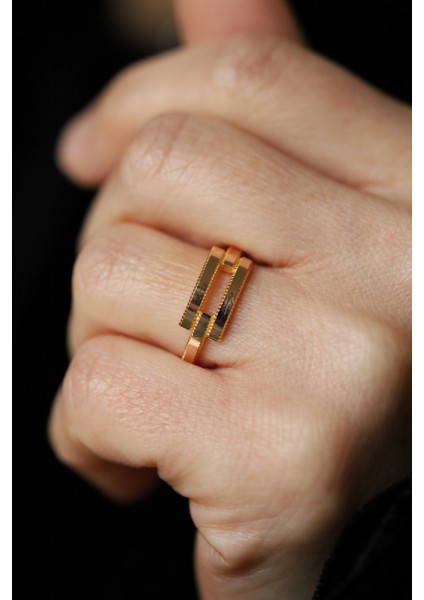 14 Ayar Altın Ajda Desenli İkili Kaburga Yüzük fiyatları