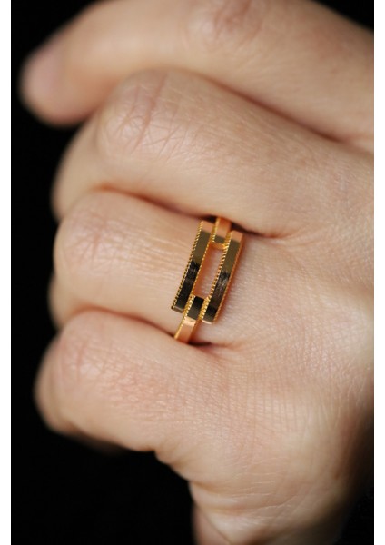 14 Ayar Altın Ajda Desenli İkili Kaburga Yüzük modelleri