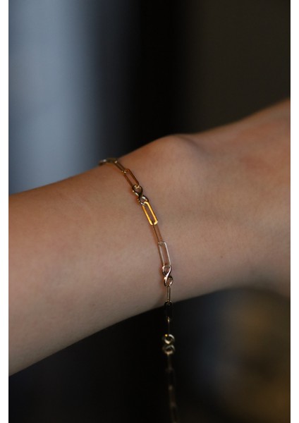 14 Ayar Altın Sonsuzluk Detaylı Ataç Bileklik