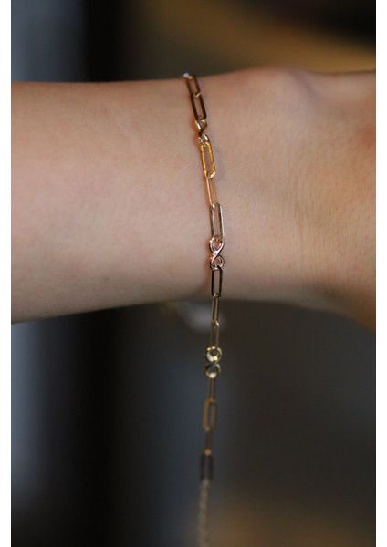 14 Ayar Altın Sonsuzluk Detaylı Ataç Bileklik modelleri