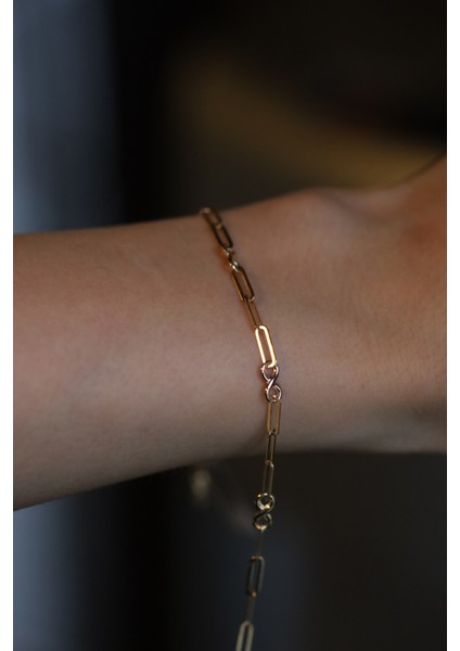 14 Ayar Altın Sonsuzluk Detaylı Ataç Bileklik fırsatları