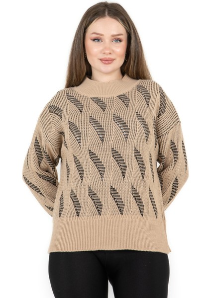 Bisiklet Yaka Yürütmeli Kazak Bej fiyatları