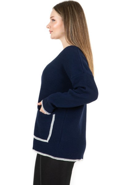 V Yaka Cepli Kazak Lacivert modelleri