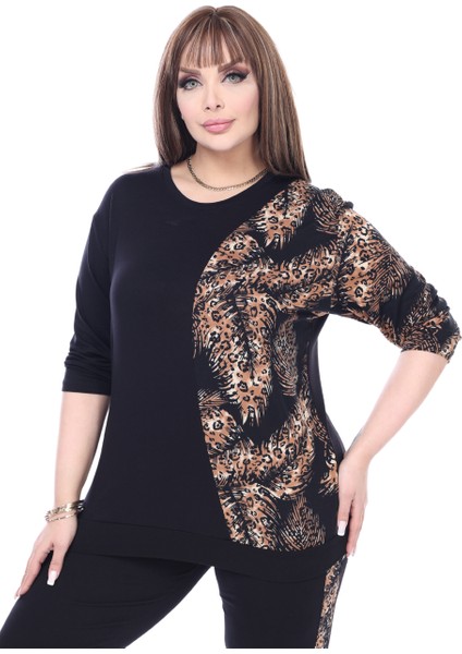 Butik Siyah Truvakar Kol Yarım Başak Garnili Viskon Büyük Beden Takım indirimleri