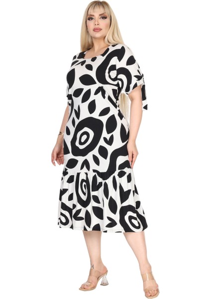 Butik Beyaz Nazar Desen Kolları Bağlamalı Kısa Kollu Elbise fiyatları