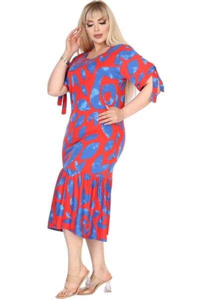 Butik Pembe Nazar Desen Kolları Bağlamalı Kısa Kollu Elbise fiyatları