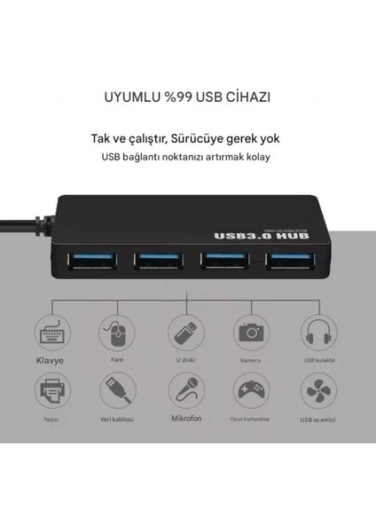 USB Type C Hub 4 Port 3.0 USB Çoklayıcı Type-C USB 3.0 Çoklayıcı