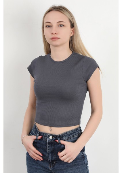 Kadın Kısa Kol Basic Kaşkorse Body Antrasit - MS0000522