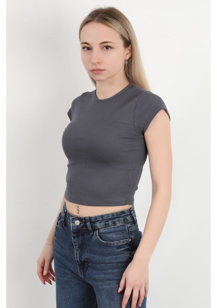 Kadın Kısa Kol Basic Kaşkorse Body Antrasit - MS0000522