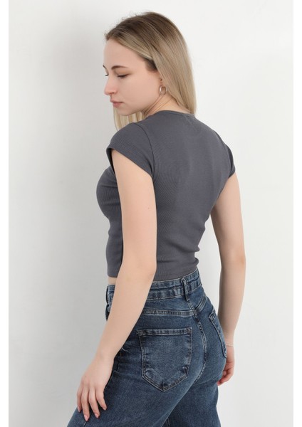 Kadın Kısa Kol Basic Kaşkorse Body Antrasit - MS0000522