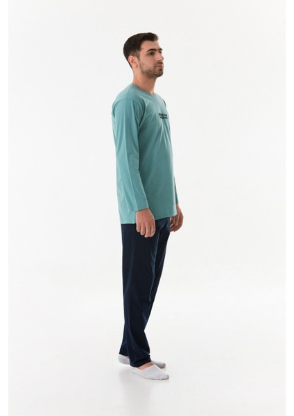 Wild But Free Yazı Kabartmalı Bisiklet Yaka Pijama Takımı
