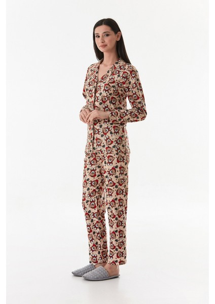 Ayıcık Desenli Gömlek Yaka Süet Pijama Takımı fiyatları