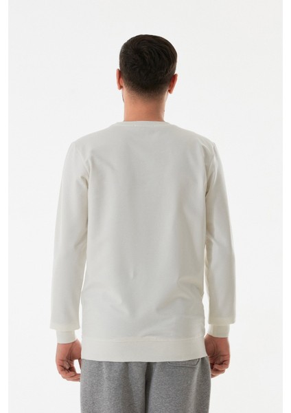 Kabartma Desenli Bisiklet Yaka Sweatshirt