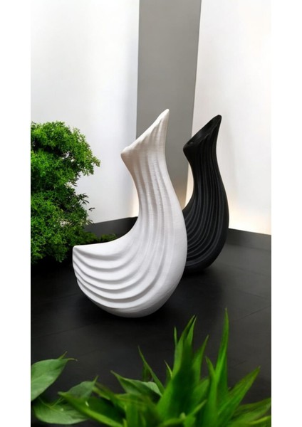 Zarafetin Simbolü: Beyaz & Siyah Kuğu Vazoları! - Modern Tasarım - Pinterest 2'li