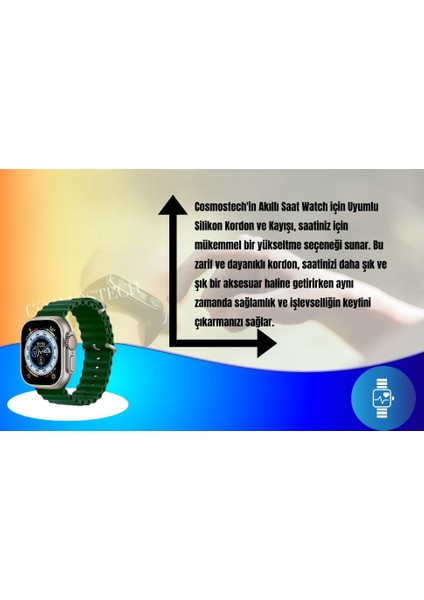 Akıllı Saat Watch için Uyumlu 42MM 44MM 45MM 49MM 1/2/3/4/5/6/se/7/8/ultra Akıllı Saat Silikon Kordon ve Kayışı Asker Yeşili
