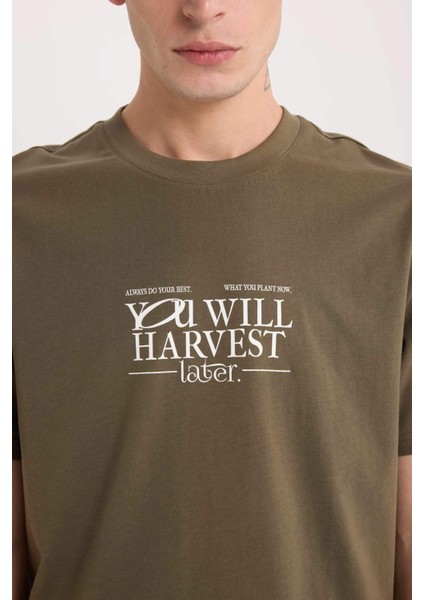 %100 Pamuk Regular Fit Bisiklet Yaka Baskılı Kısa Kollu Tişört D6204AX25SP indirimleri