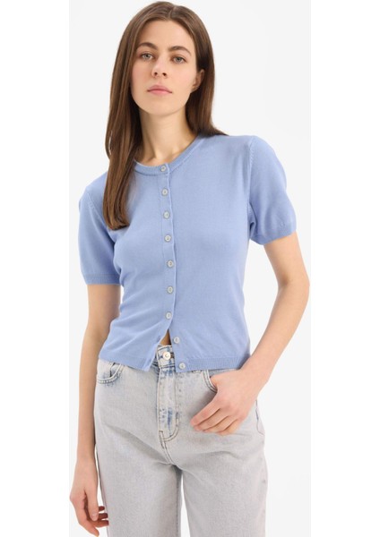 Regular Fit Bisiklet Yaka Basic Düz Triko Hırka E5770AX25SM modelleri