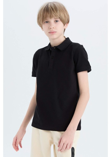 Erkek Çocuk Polo Yaka Basic Düz Pike Kısa Kollu Tişört K1689A625SM