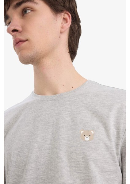 Pijama Takımı Baskılı Uzun Kollu Üst Esnek Belli Uzun Alt E5889AX25SP