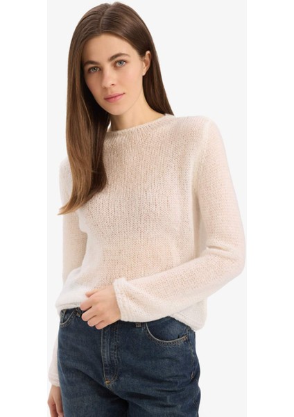 Regular Fit Kayık Yaka Basic Düz Triko Kazak E6997AX25SP