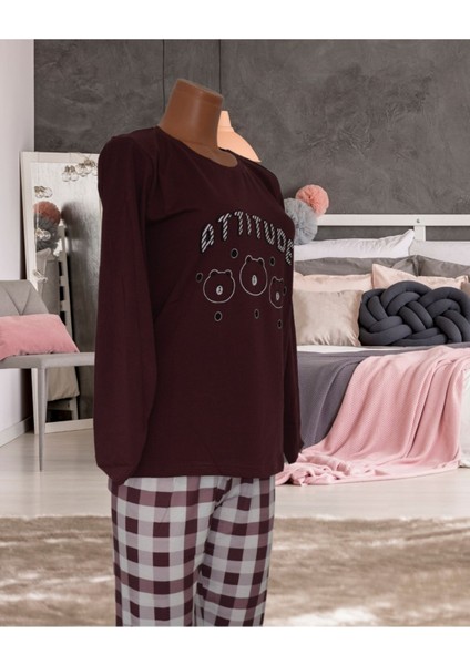 Sude Ekose Desen Likralı Gawzera Pijama Takımı