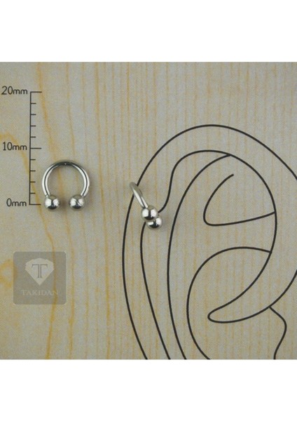 Halka Cerrahi Çelik Kıkırdak - Tragus - Dudak - Burun - Septum - Smile Piercing 6 mm