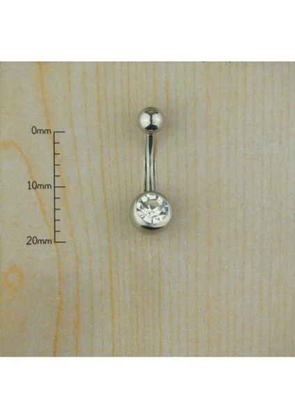 Çelik Tek Taşlı Göbek Piercing