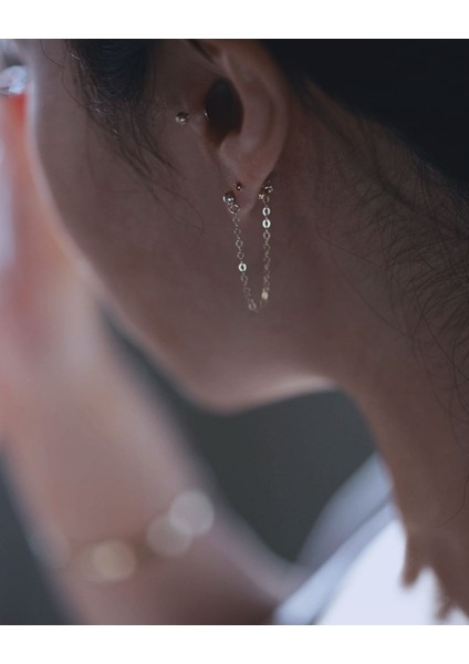 2 Adet Kıkırdak Küpe, Zincirli 2'li Top Küpe modelleri