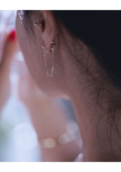 2 Adet Kıkırdak Küpe, Zincirli 2'li Top Küpe fırsatları