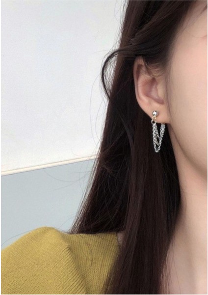 Zincir Kadın Küpe, 2'li Top Küpe