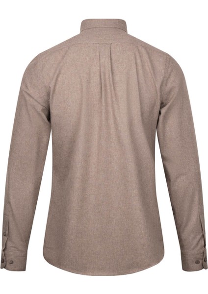 Kahverengi Slim Fit Uzun Kollu Düğmeli Yaka Pamuklu Gömlek fiyatları