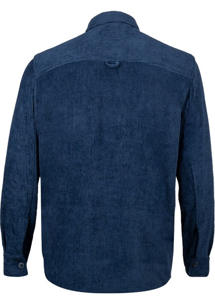 Lacivert Regular Fit Shacket Uzun Kol Fitilli Kadife Gömlek fiyatları