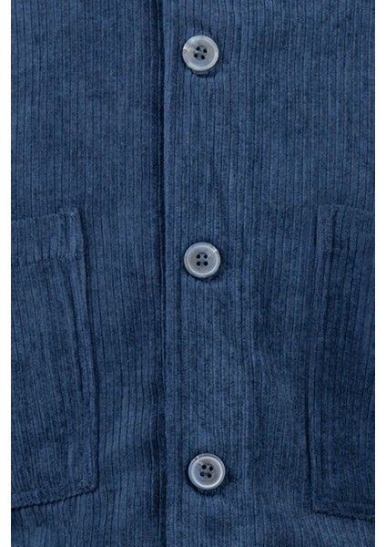 Lacivert Regular Fit Shacket Uzun Kol Fitilli Kadife Gömlek modelleri