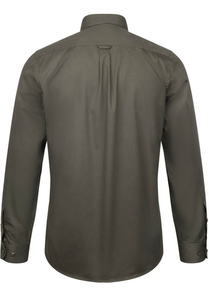 Haki Slim Fit Uzun Kollu 100% Pamuk Casual Flanel Gömlek fiyatları