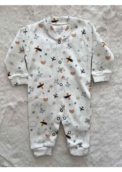 Uçaklı Patiksiz Raporlu Düğmeli Tulum