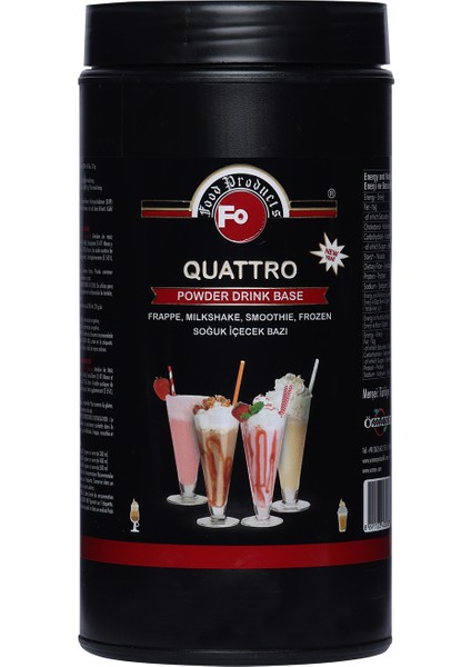 Milkshake, Frappe, Smoothie ve Frozen Toz Içecek Bazı, Quattro Baz 1 kg