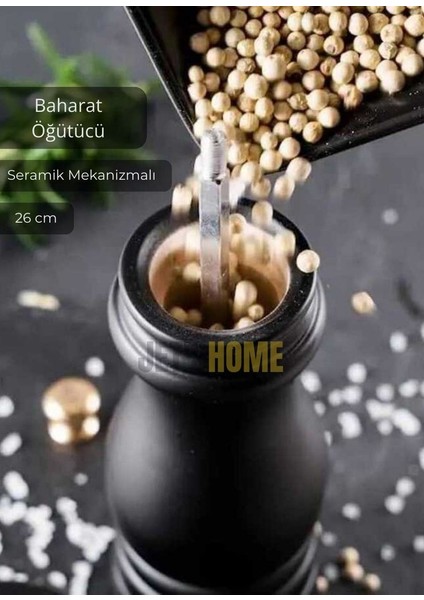 Karabiber Değirmeni Ahşap Tuz Değirmeni Baharat Öğütücü Kalınlık Ayarlı Seramik Bıçaklı 26 cm fiyatları