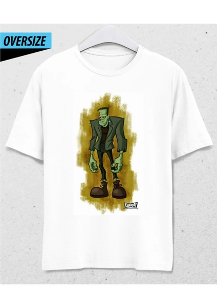 Stil Sahibi Frankenstein Oversize Beyaz T-Shirt Beyaz