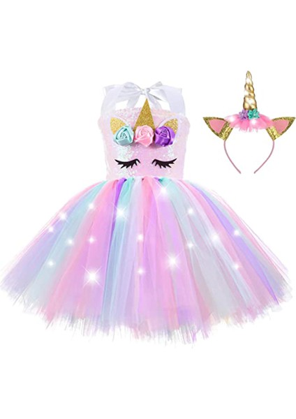 Parlak Unicorn Bale Elbise Kız, Pembe (Yurt Dışından)