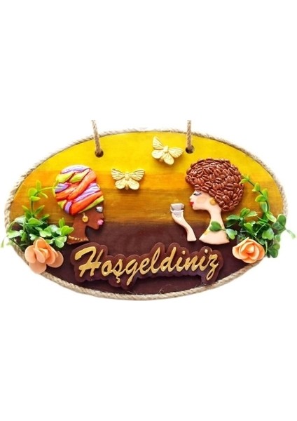 Keyifli Kadınlar El Yapımı Hoşgeldiniz Yazılı Kapı Süsü