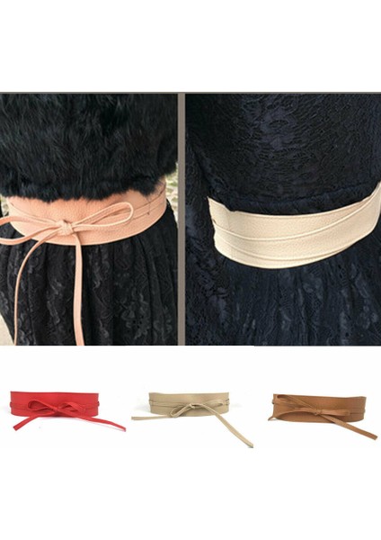 Lookloland Bayan Moda Dantel Up Deri Geniş Korse Bel Kemeri Elastik Streç Papyon Kemer Kızlar Yüksek Bel Ince Elbise Kemer (Yurt Dışından)