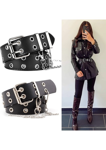 Uni Jeans Kemer Punk Gotik Kemerler Kadın Erkek Bel Korse Cinturon Mujer Zincir Ketting Riem Yüksek Kaliteli Kuşak Cintos (Yurt Dışından)