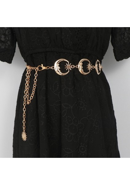 [happytree] Klasik Harajuku Tarzı Punk Gotik Ay Güneş Metal Kemerler Kadın Vintage Yüksek Bel Zincir Bel Kemerleri Gümüş Renk Kolye Kemerler (Yurt Dışından) fiyatları