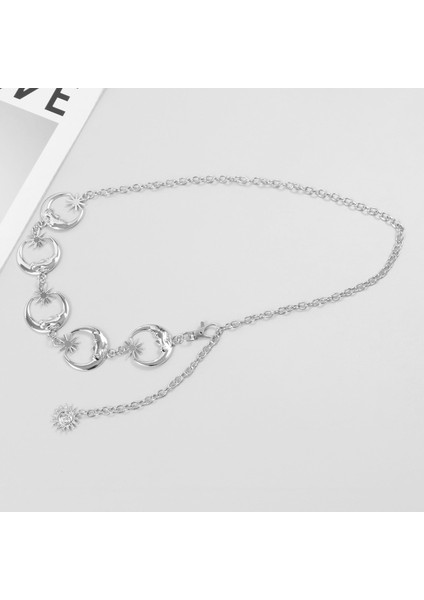 [happytree] Klasik Harajuku Tarzı Punk Gotik Ay Güneş Metal Kemerler Kadın Vintage Yüksek Bel Zincir Bel Kemerleri Gümüş Renk Kolye Kemerler (Yurt Dışından) indirimleri