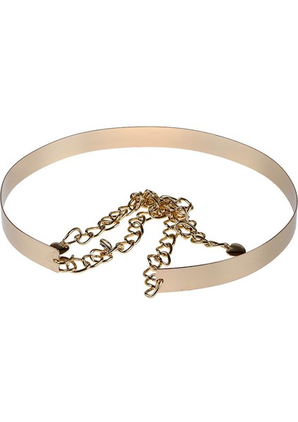 Altın Tatlı Basitçe Tasarlanmış Metal Zincir Bel Kemeri Kadınlar Için Geniş 2cm (Yurt Dışından) modelleri