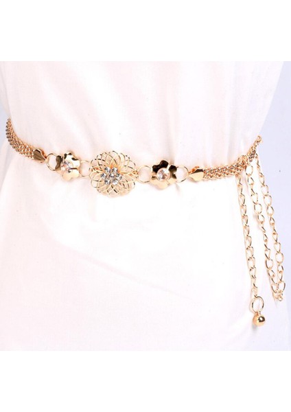 Altın Gümüş Metal Zincir Kemerler Kadınlar Için Yeni Zarif Kristal Rhinestones Ince Ince Uzun Kemer Kadın Bling Parlak Bayan Kemer (Yurt Dışından)