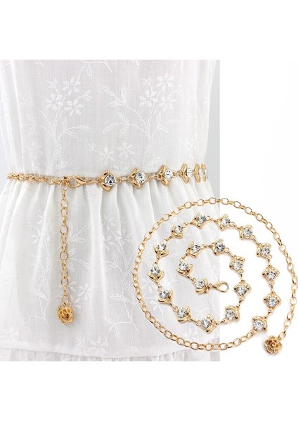 Altın Gümüş Metal Zincir Kemerler Kadınlar Için Yeni Zarif Kristal Rhinestones Ince Ince Uzun Kemer Kadın Bling Parlak Bayan Kemer (Yurt Dışından) modelleri