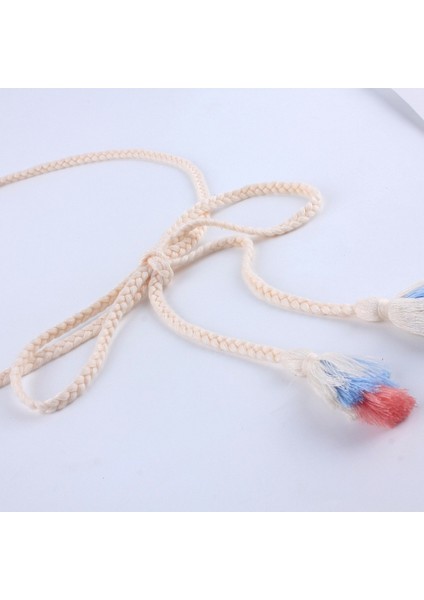 Moda Kadın Dokuma Kemer Ince Örgü Püskül Halat Bel Kemerleri Elbiseler Için Kemer Düğüm Dekore Edilmiş Pamuk Ip (Yurt Dışından) fırsatları