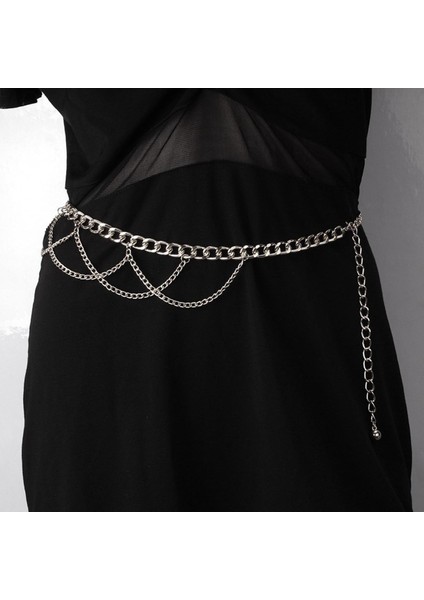 Lookloland Retro Hollow Out Oyma Kadın Zincir Kemer Yuvarlak Metal Ayarlanabilir Ince Bel Zincir Kemerler Takım Elbise Pantalonları Dekoratif Kemerler Sapanlar (Yurt Dışından)