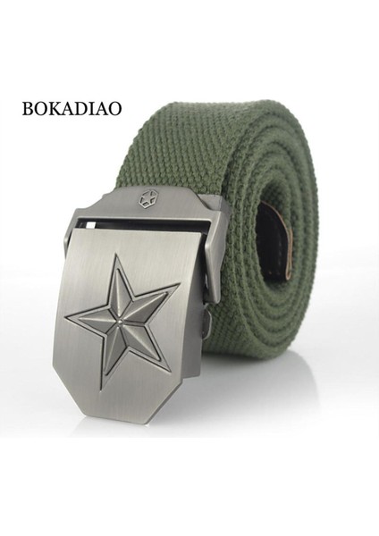 Bokadıao Erkek Kadın Askeri Kanvas Kemer Lüks 3D Yıldız Metal Toka Kot Kemer Ordu Taktik Kemerler Erkekler Için Kemer Kayışı Erkek (Yurt Dışından)